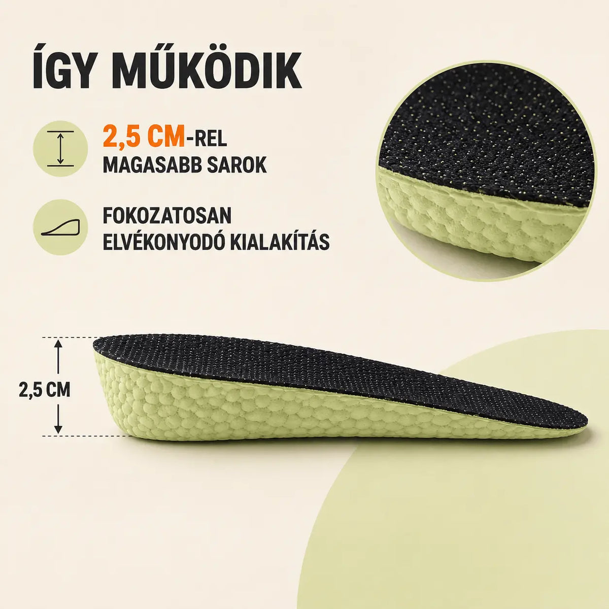 Egy pár HITALLER TWO magasságnövelő talpbetét 2,5 cm - unisex