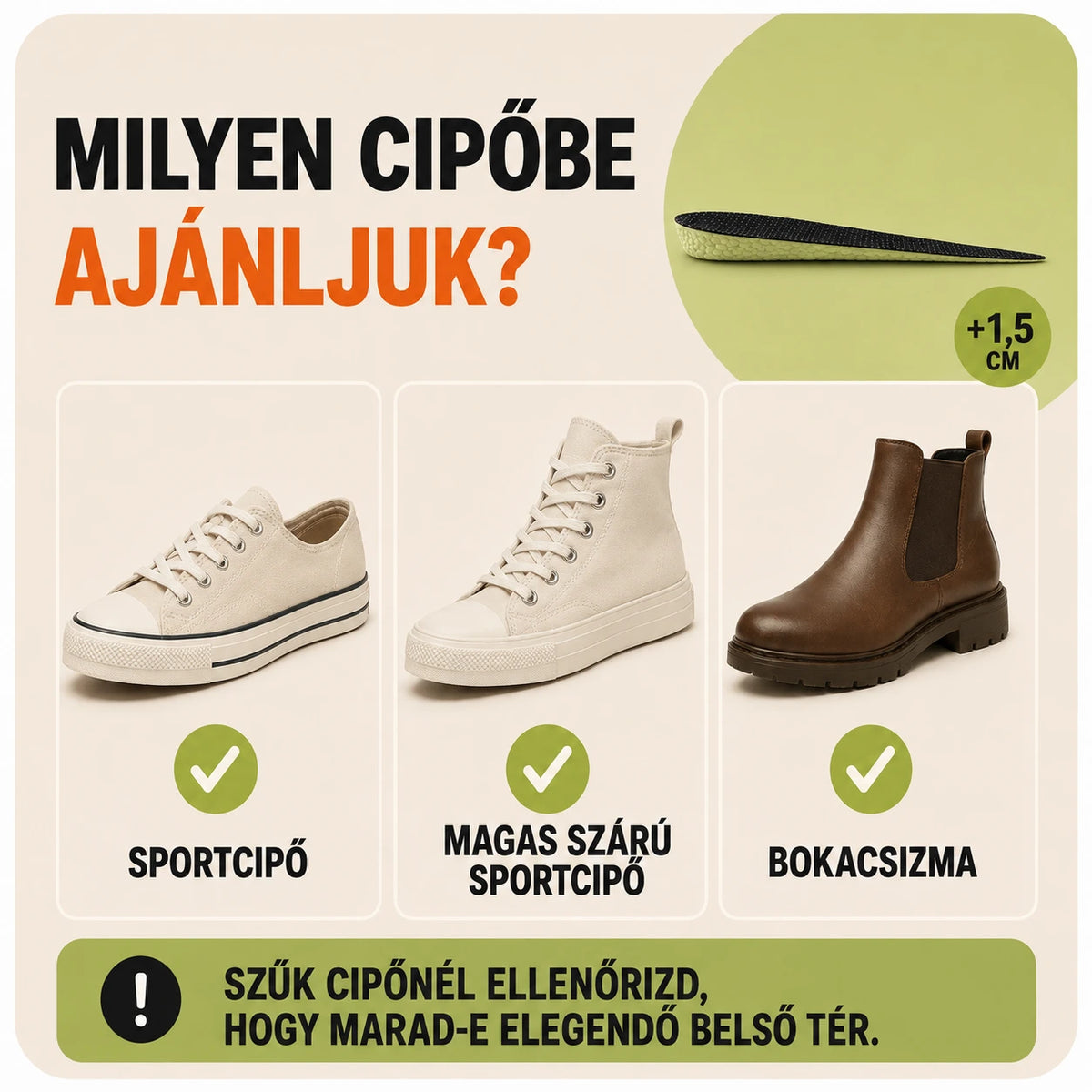 Egy pár HITALLER ONE magasságnövelő talpbetét 1,5 cm - unisex